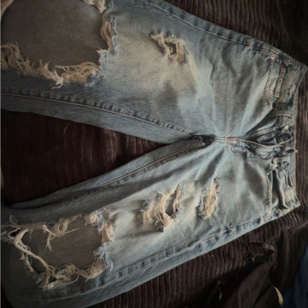 Aeropostale Light Blue Distressed Women Jeans Overalls